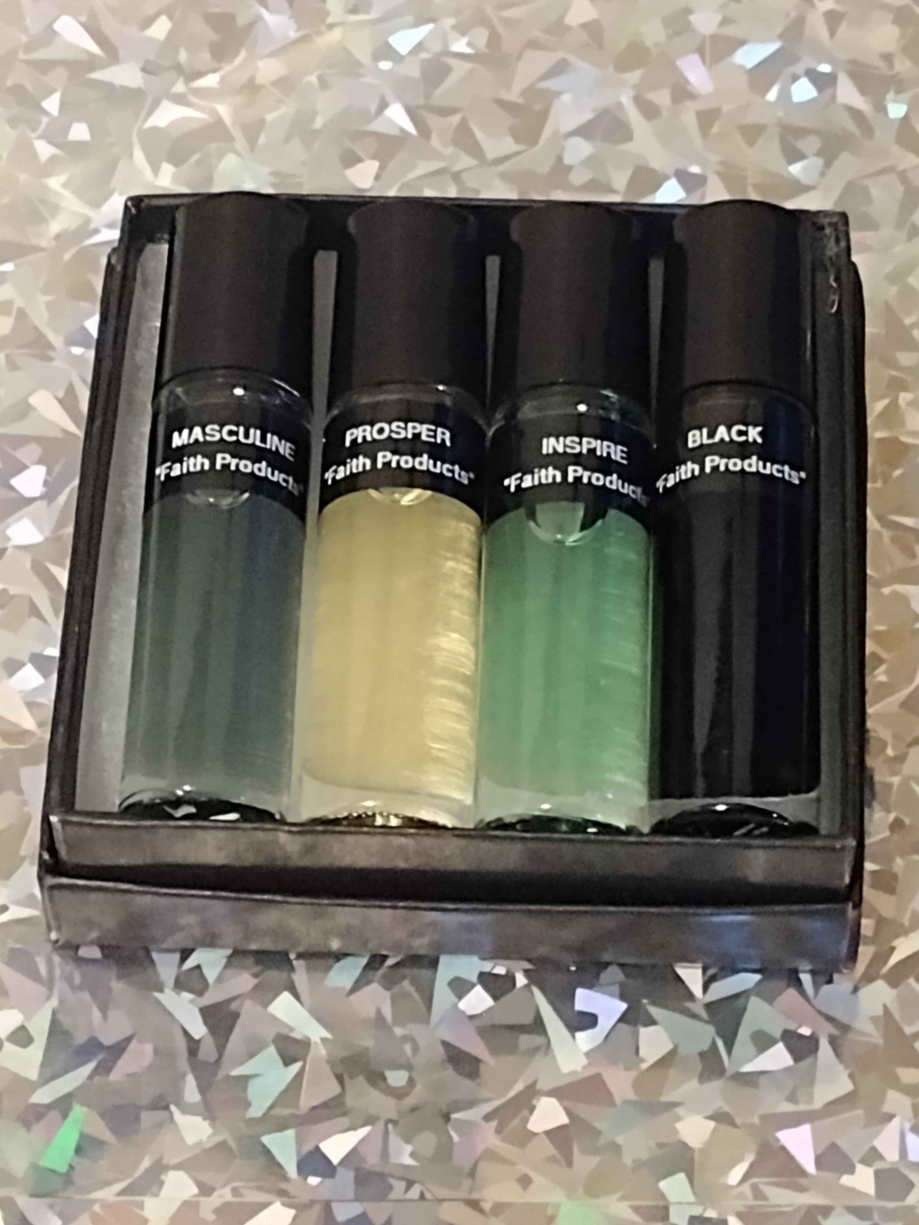 Men's Cologne Body Oil Gift Box Set of 4-1/3oz. Roll-On Bottles