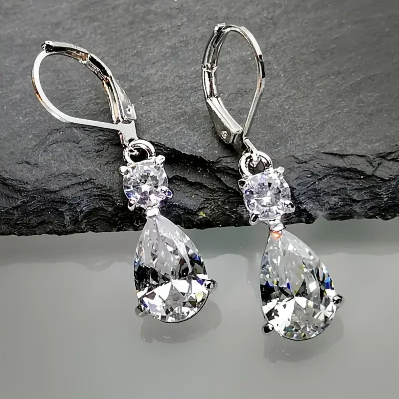 Women's 2025 Elegant Pear Shaped Cubic Zirconia Drop Earrings