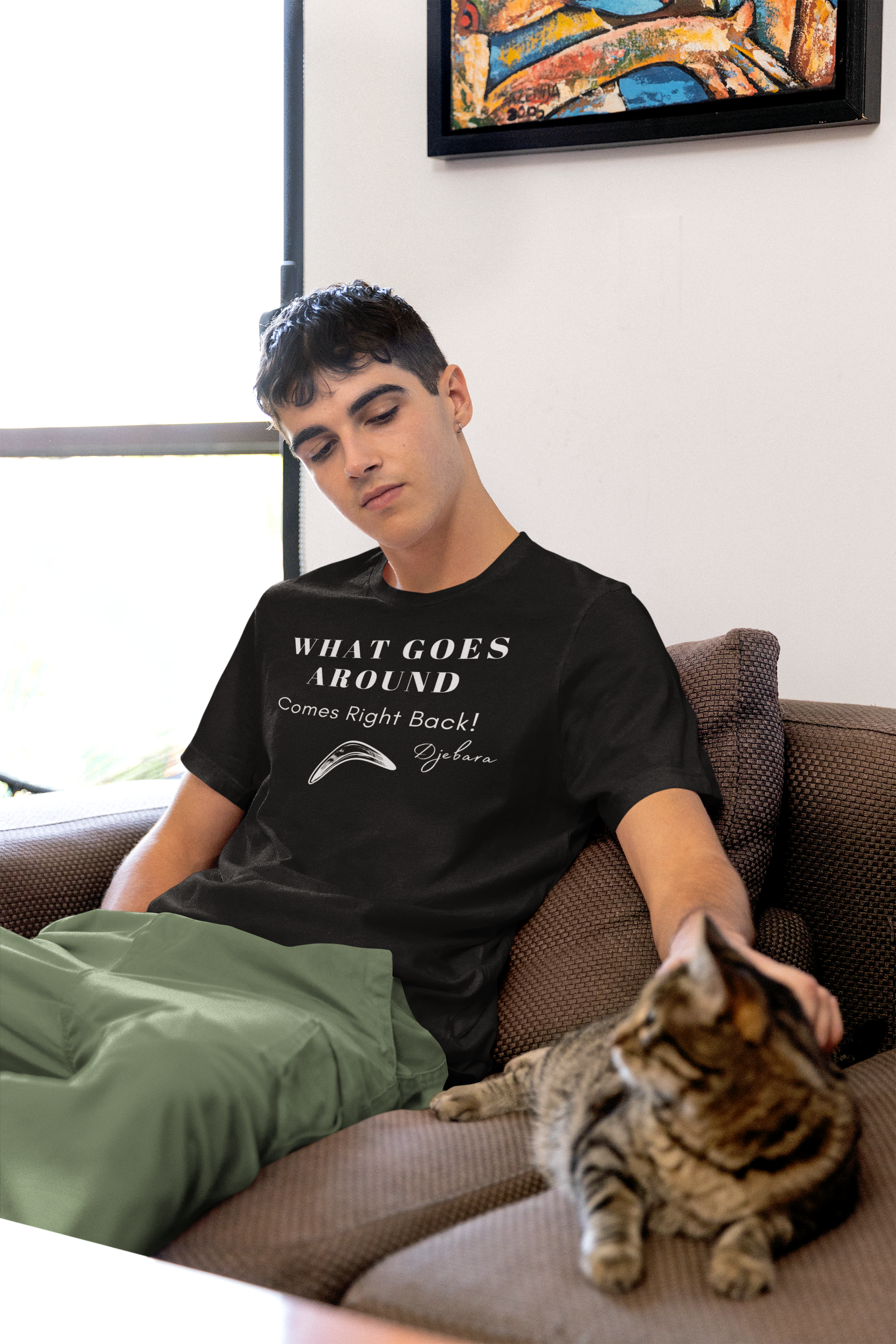 Black What Goes Around Boomerang Short-Sleeve Unisex T-Shirt S-3XL