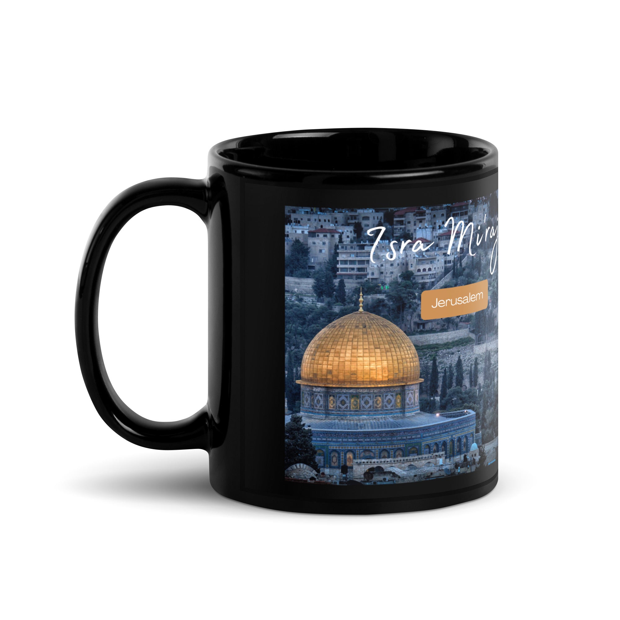 Isra Miraj Black Glossy Coffee Mug Tea Cup