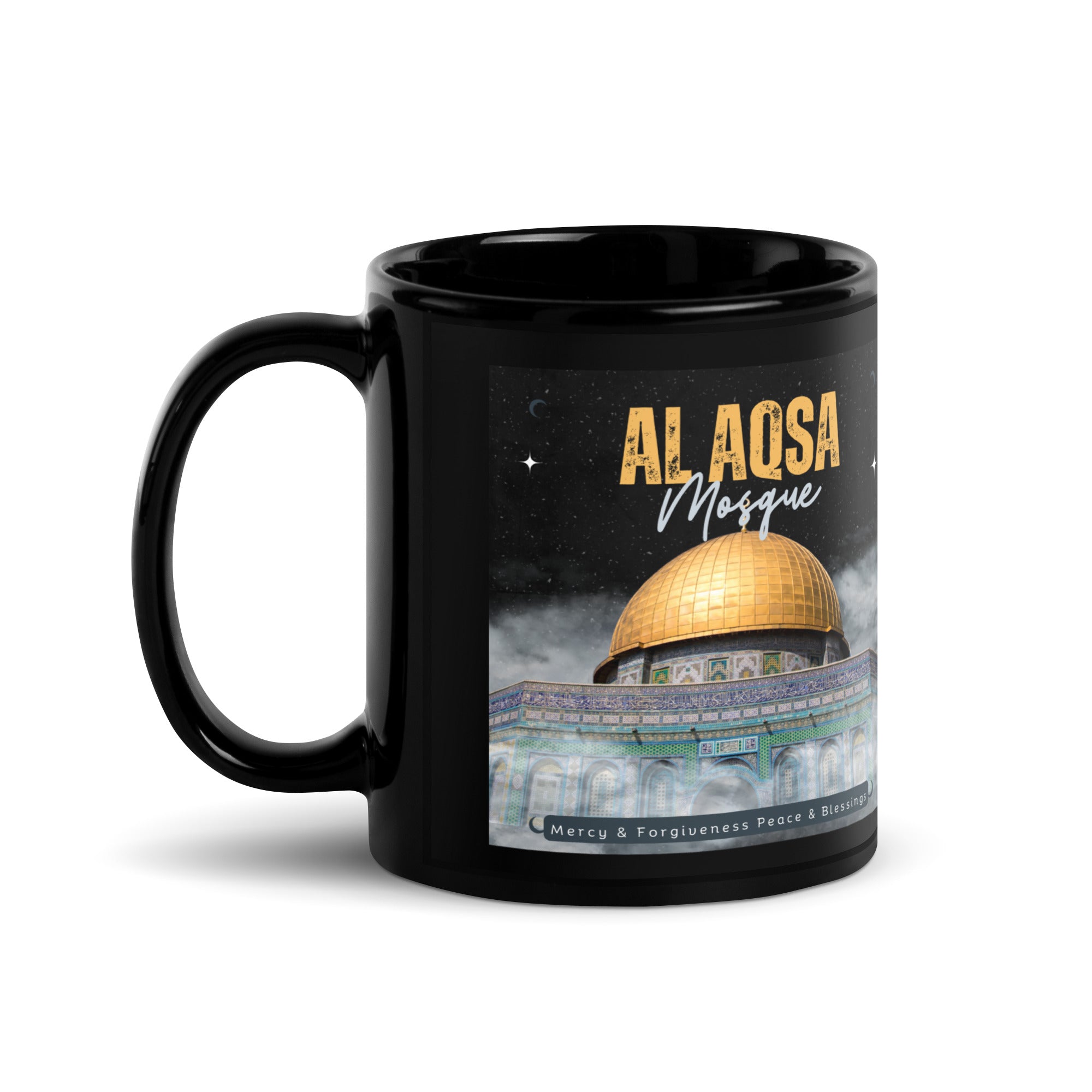 Al Aqsa Mosque The Temple Mount Black Glossy Coffee Mug Tea Cup