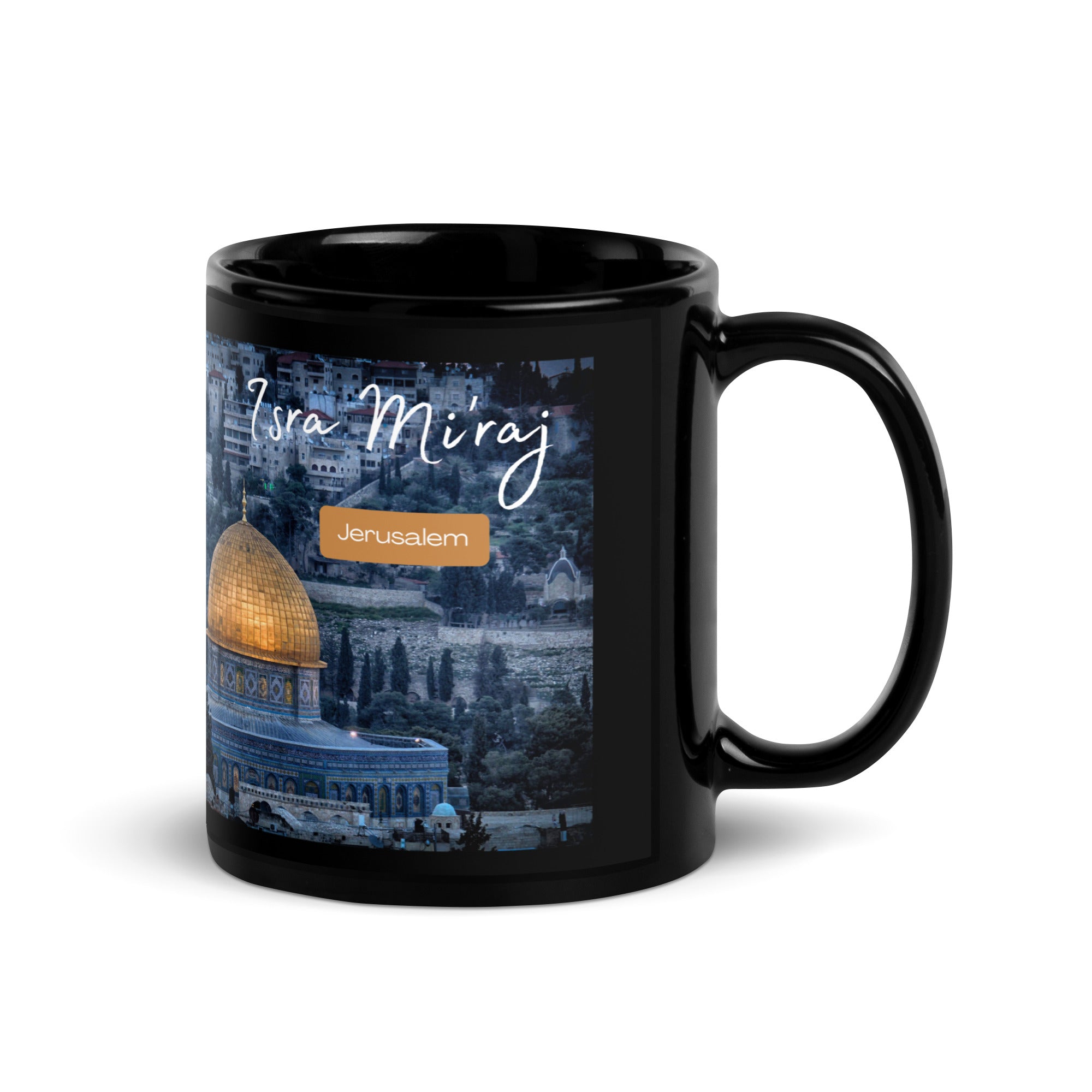 Isra Miraj Black Glossy Coffee Mug Tea Cup