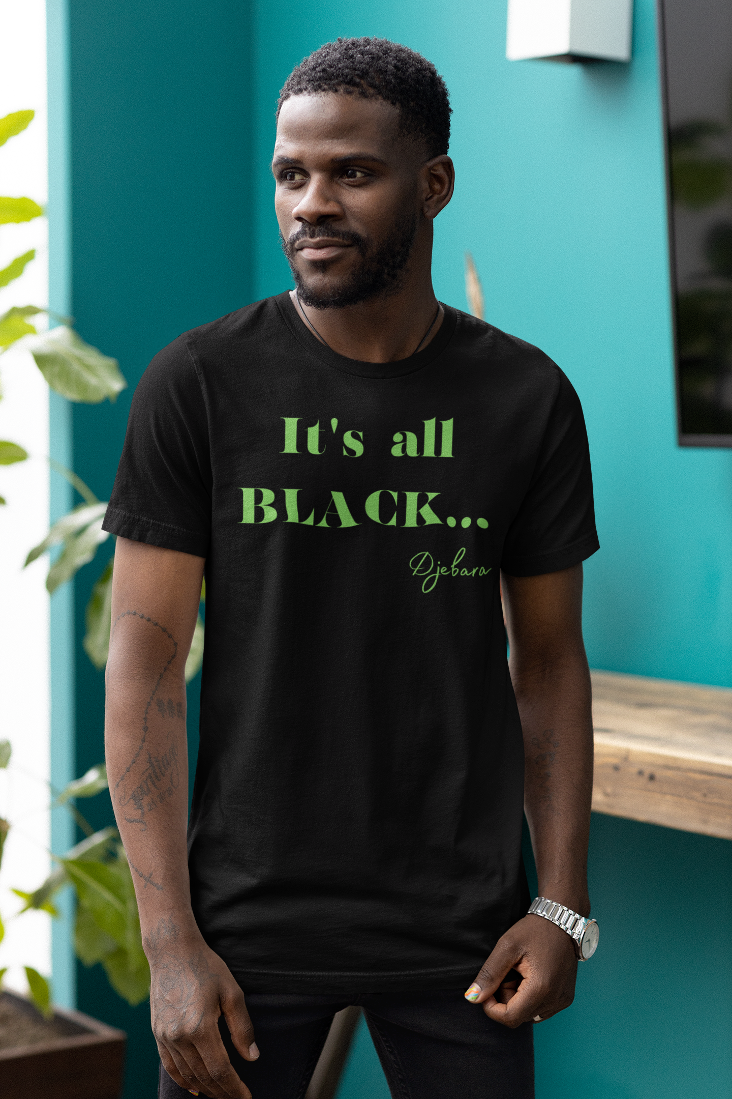Black It's all BLACK Short-Sleeve Unisex T-Shirt (Green) S-3XL