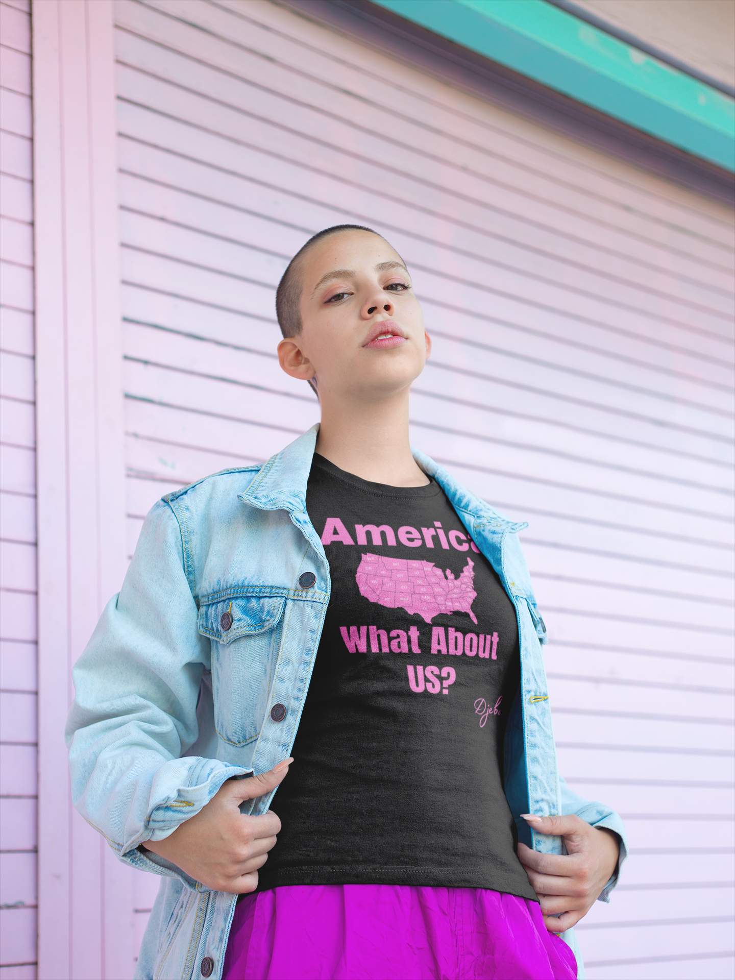 America What About US? Short-Sleeve Unisex T-Shirt (Pink) S-3XL