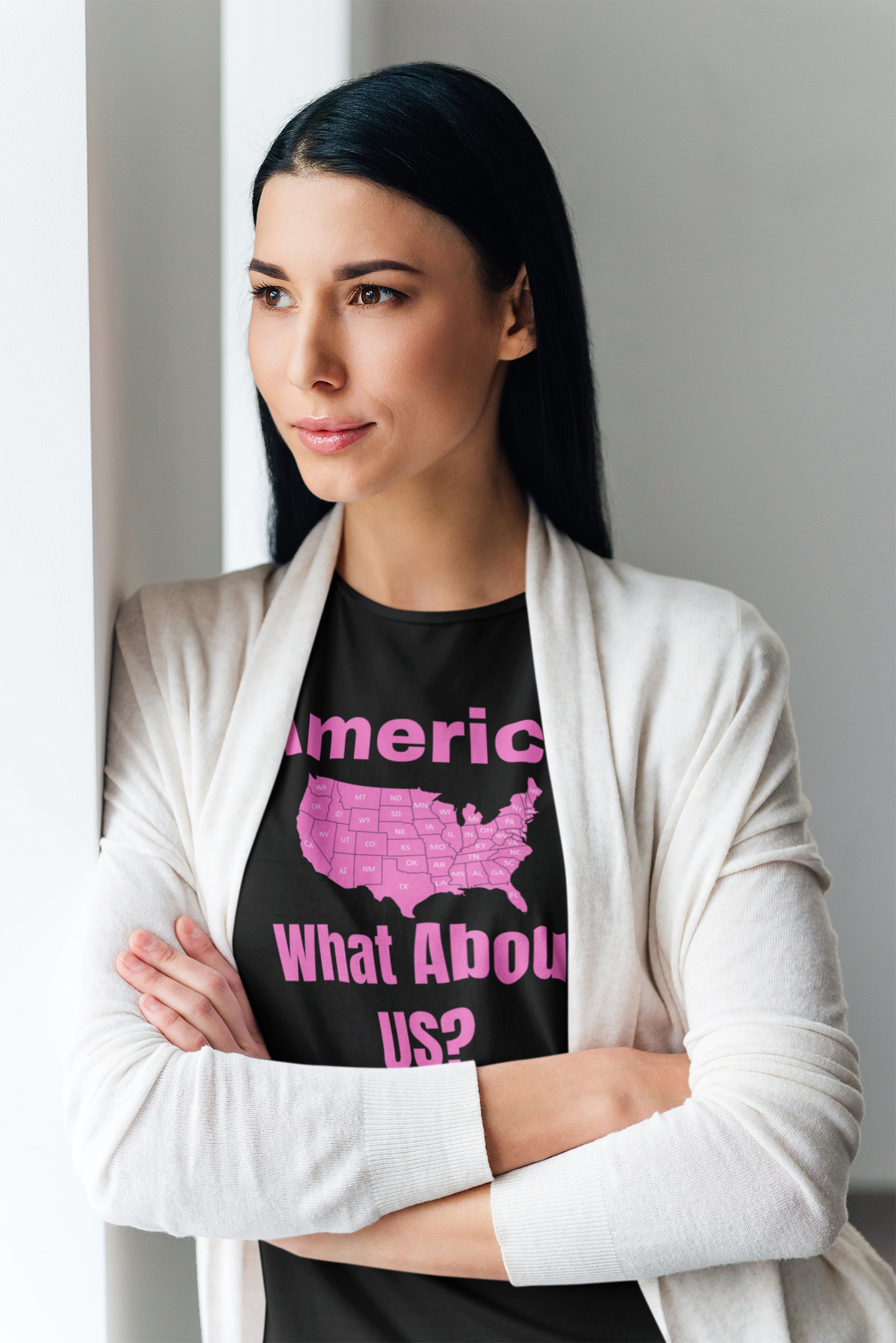America What About US? Short-Sleeve Unisex T-Shirt (Pink) S-3XL