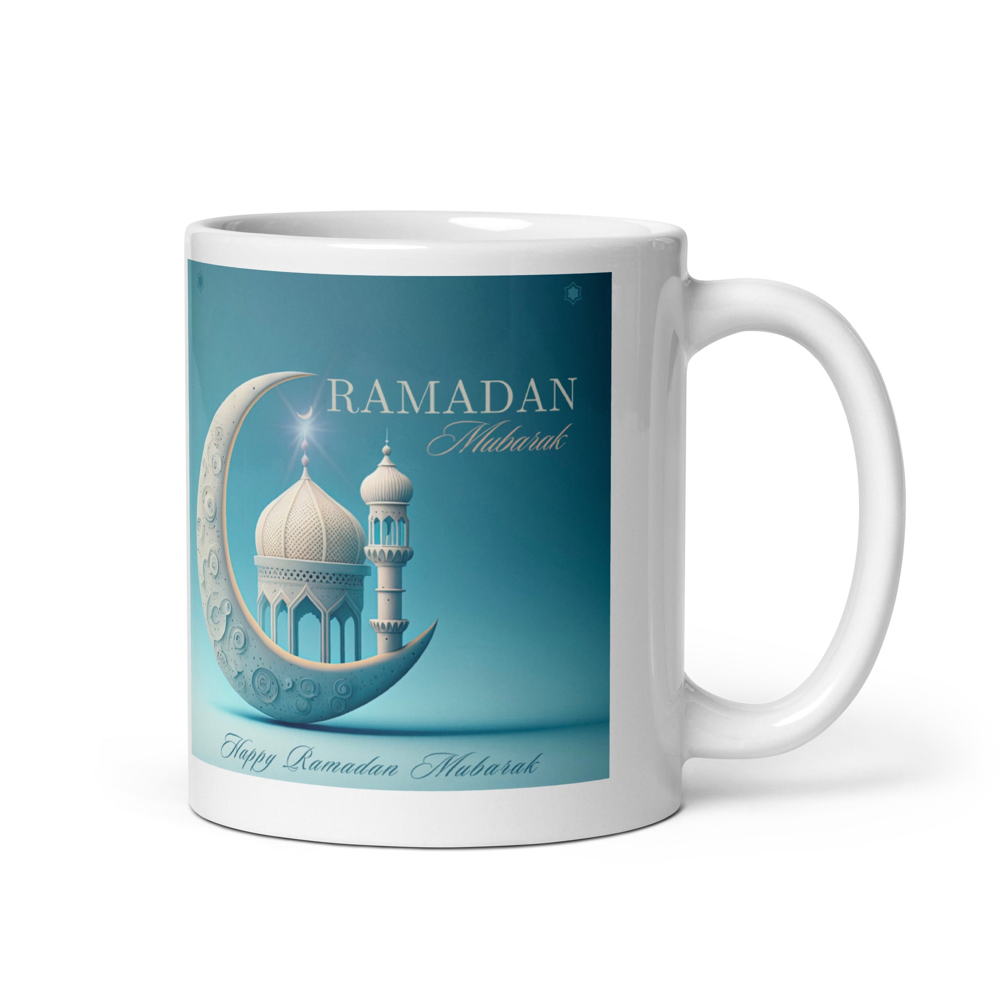 Ramadan Mubarak Crescent White Glossy Coffee Mug Tea Cup