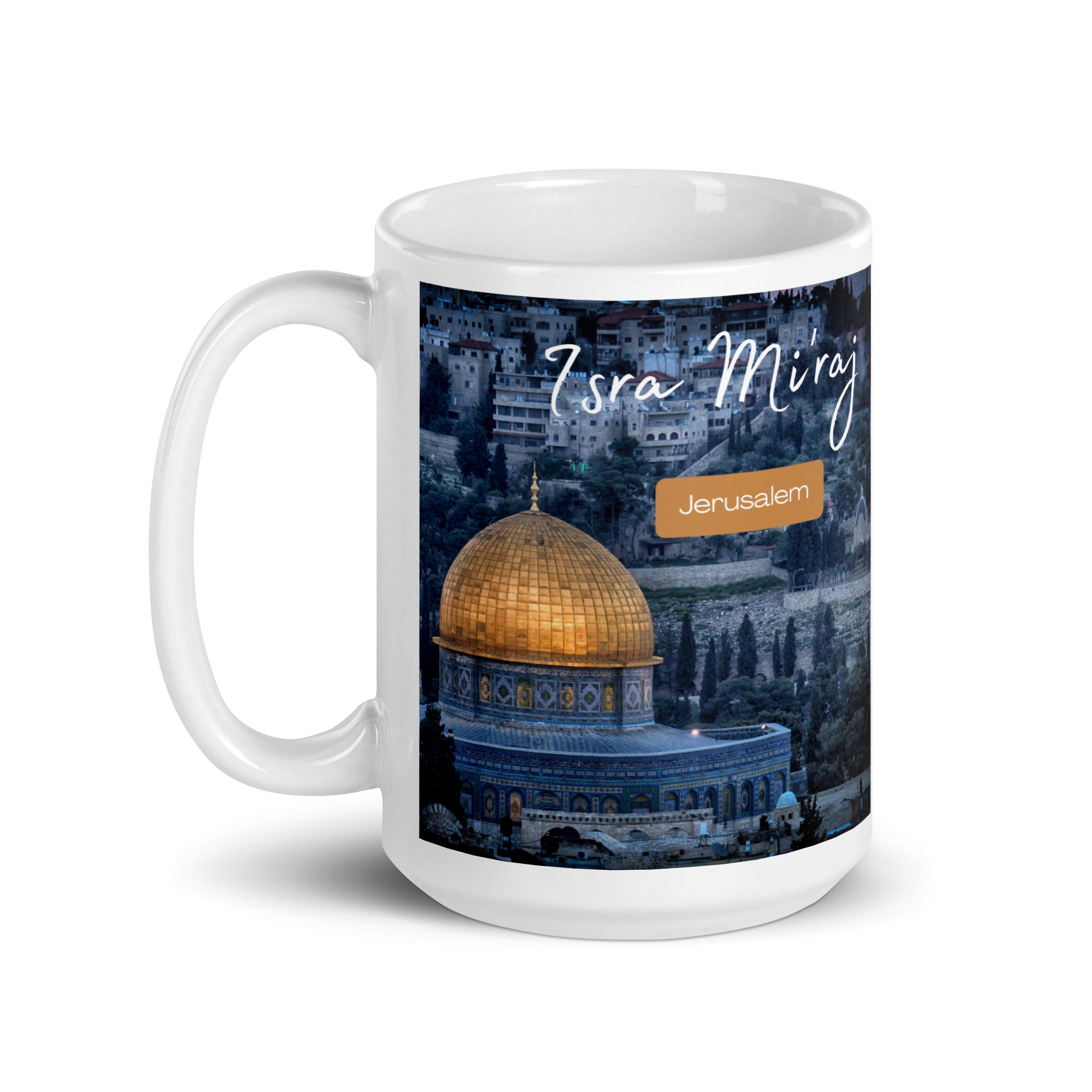 Isra Miraj White Glossy Coffee Mug Tea Cup