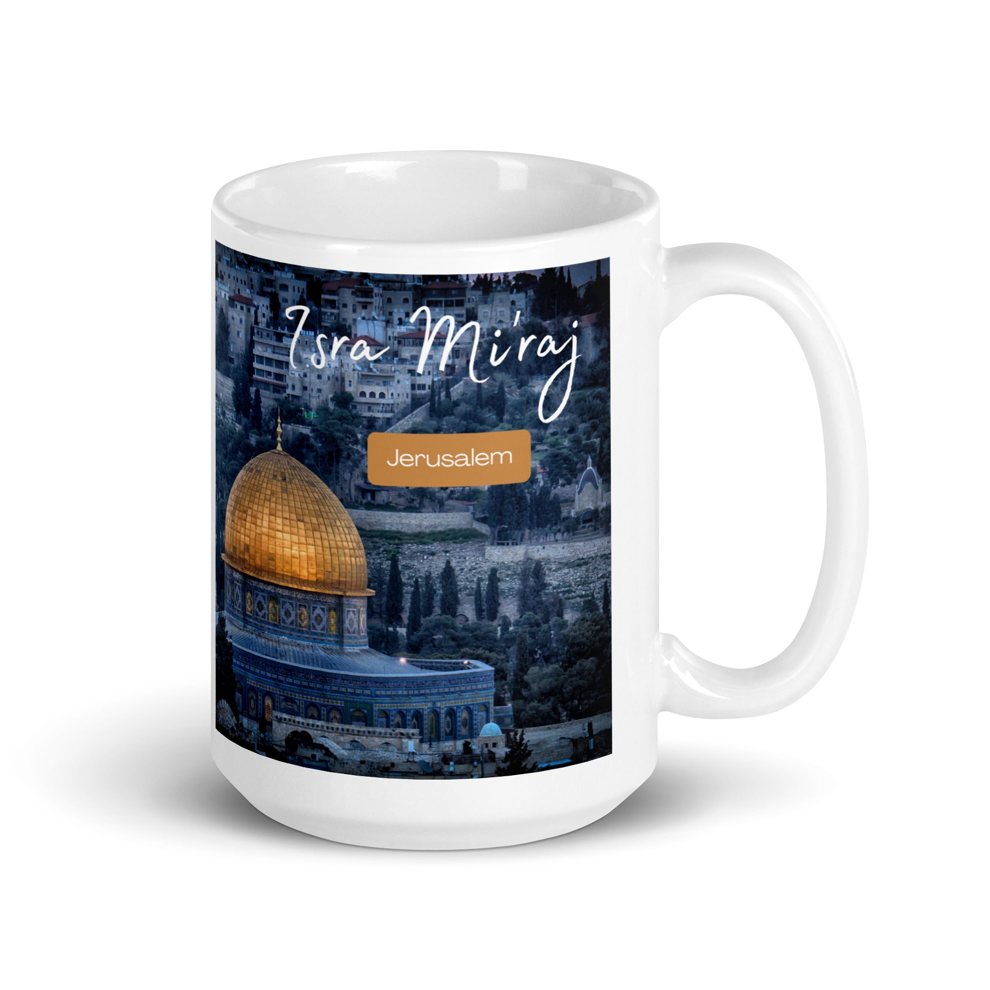 Isra Miraj White Glossy Coffee Mug Tea Cup