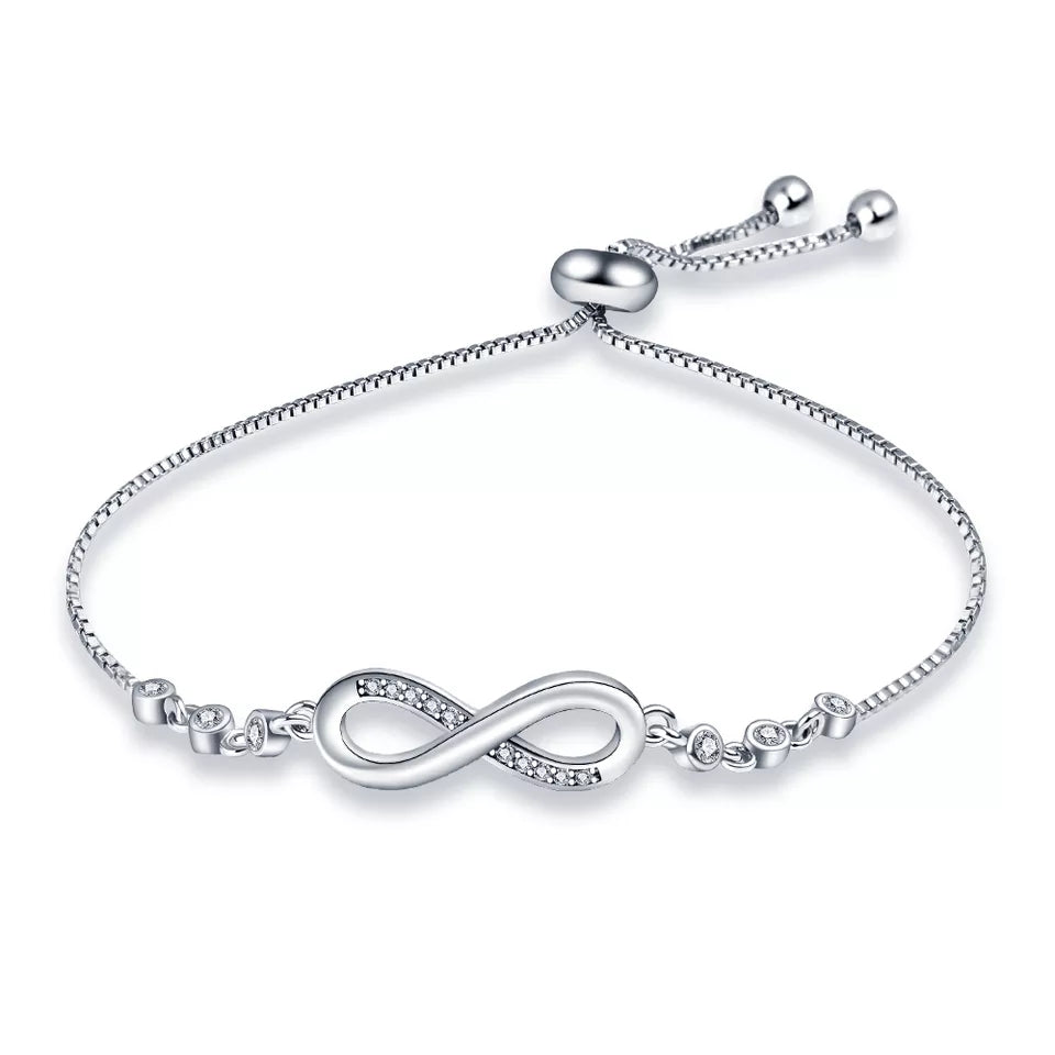 Women's Silver Stainless Steal "Infinity" Chain Bracelet
