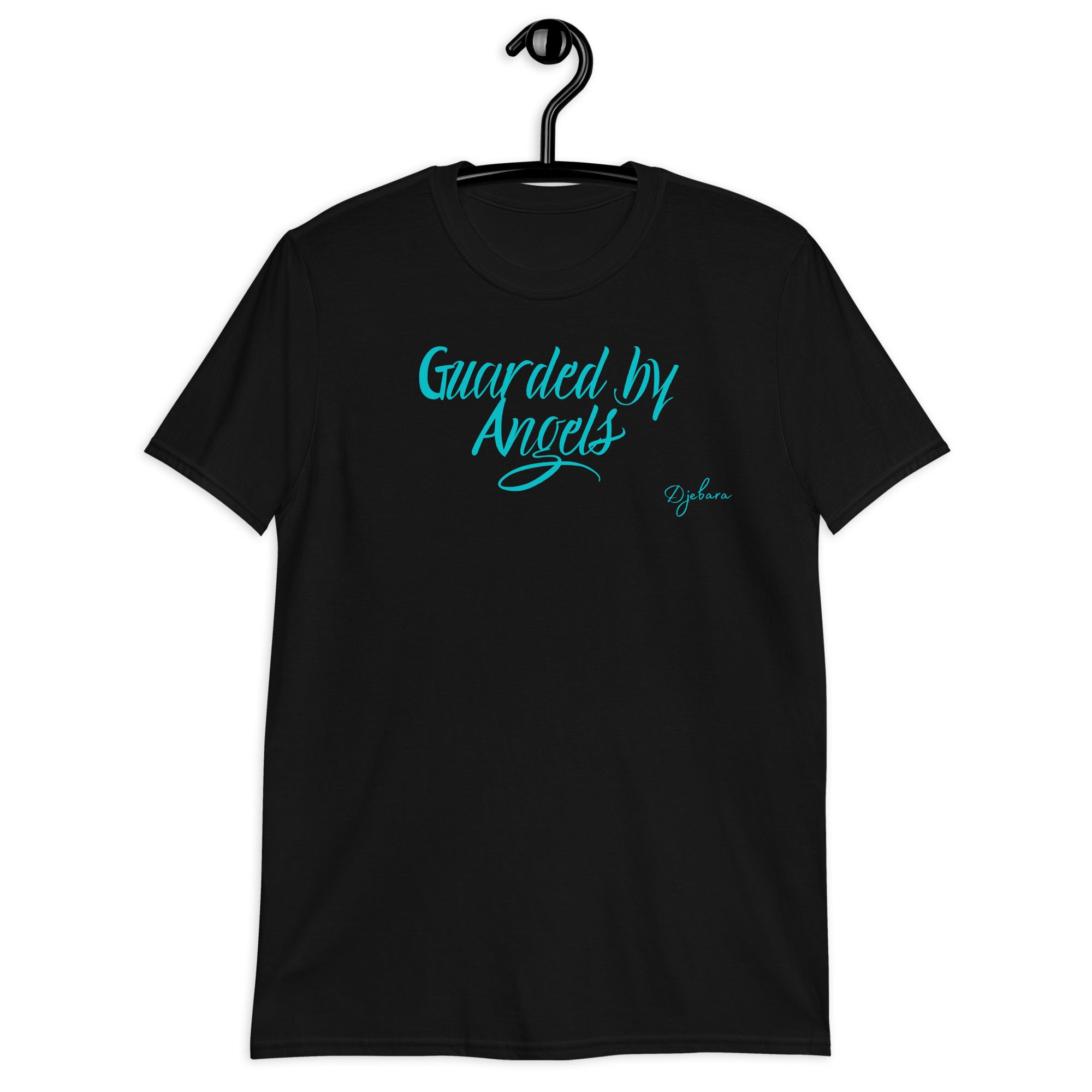 Black Guarded by Angels Short Sleeve Unisex T-Shirt (T-Blue) S-3XL