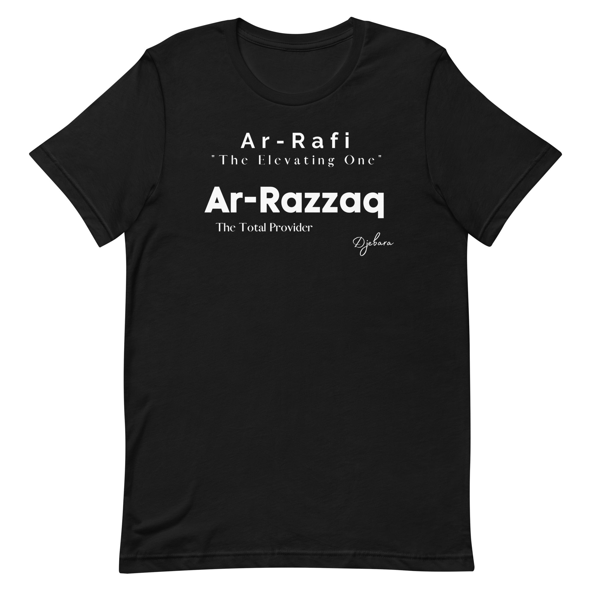 Black Bella Canvas Ar-Rafi "The Elevating One" 99 Names Short Sleeve Unisex T-Shirt S-4XL